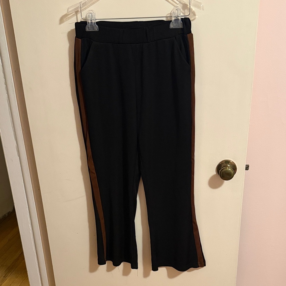 Women's Black and Brown Tracksuit Pants